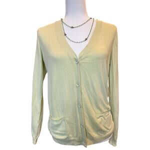 Talbots Pastel Yellow Cardigan Size S Preppy Spring Lightweight Sweater